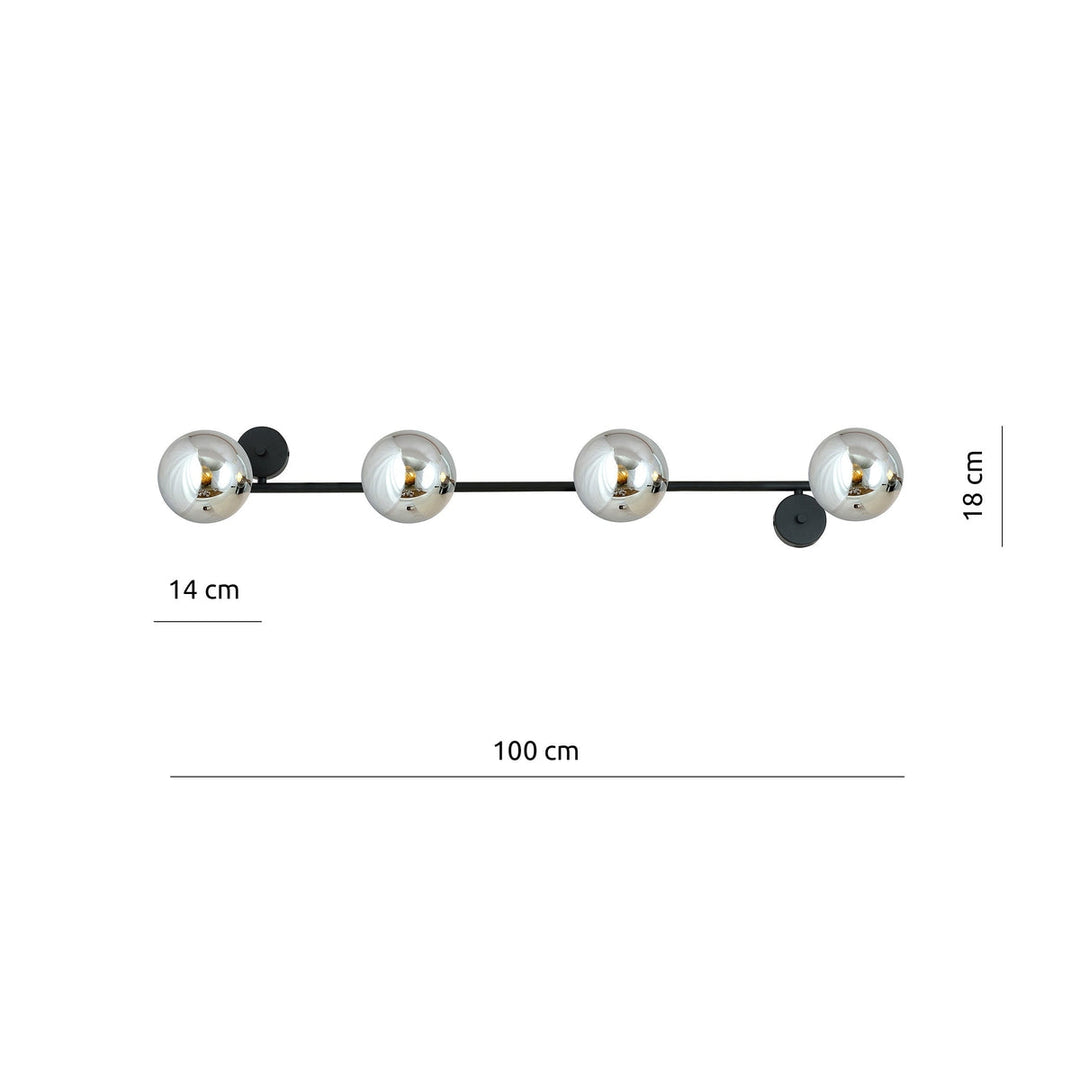 Gia vegglampe 4-lys - Svart/Røykfarget-Vegglamper-Emibig-Svart / Røyk-1210/4-Lightup.no