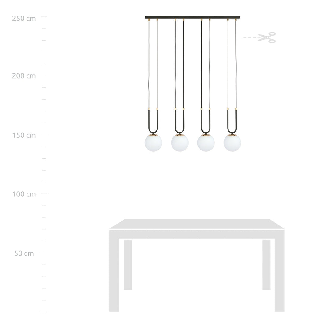 Glam takpendel 4 lys - Svart/Opal-Takpendler-Emibig-Svart / Opal-1112/4-Lightup.no