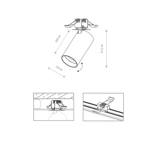 Mono enkel innfelt takspot - Hvit/Gullfarget-Taklamper-Nowodvorski-Hvit / Gull-N-7683-Lightup.no