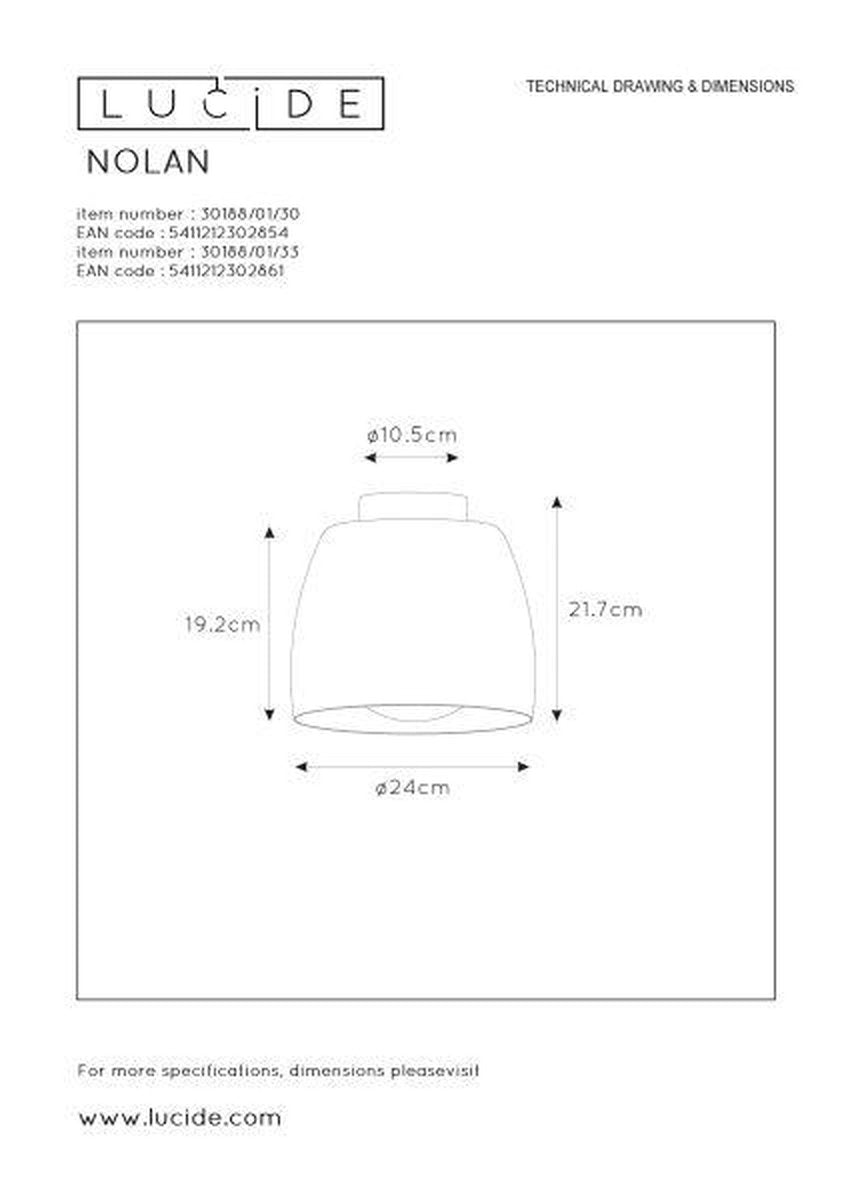 Nolan taklampe 24 cm - Svart-Taklamper-Lucide-Svart-LC30188/01/30-Lightup.no