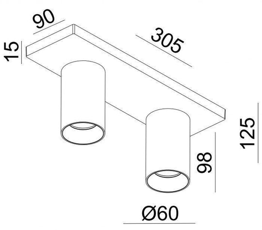 OZ K2 taklampe med 2 spotter - hvit-Taklamper-NorDesign-Hvit-364490006+774490206-Lightup.no