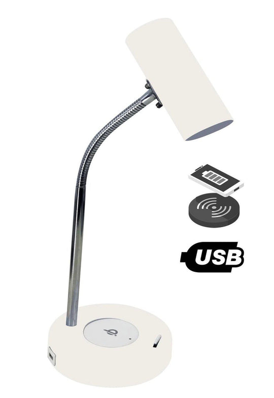 Patra bordlampe med trådløslader og usb - Hvit-Bordlamper-Scanlight-Hvit-169177-Lightup.no