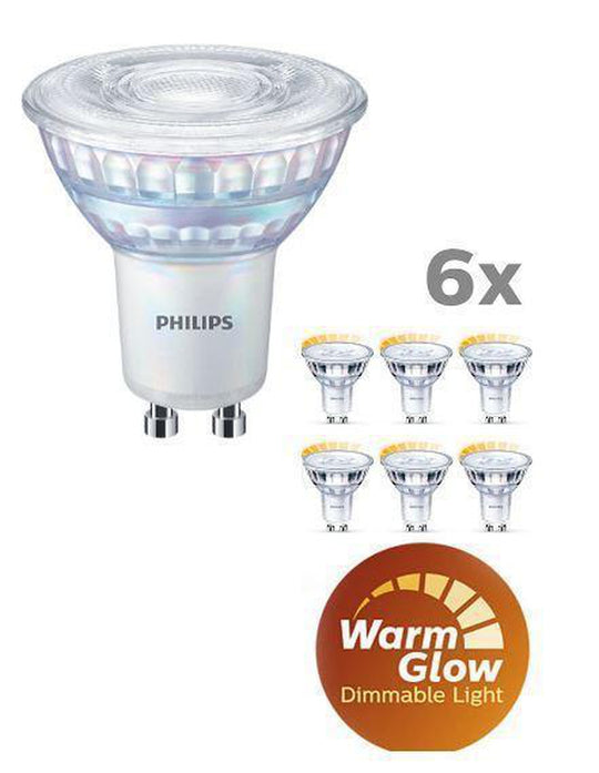 Philips 3,8W (50W), warmglow dimbar GU10 LED RA90, 6 pakning-LED-pære GU10-Philips-Hvit-929002065703/6-Lightup.no