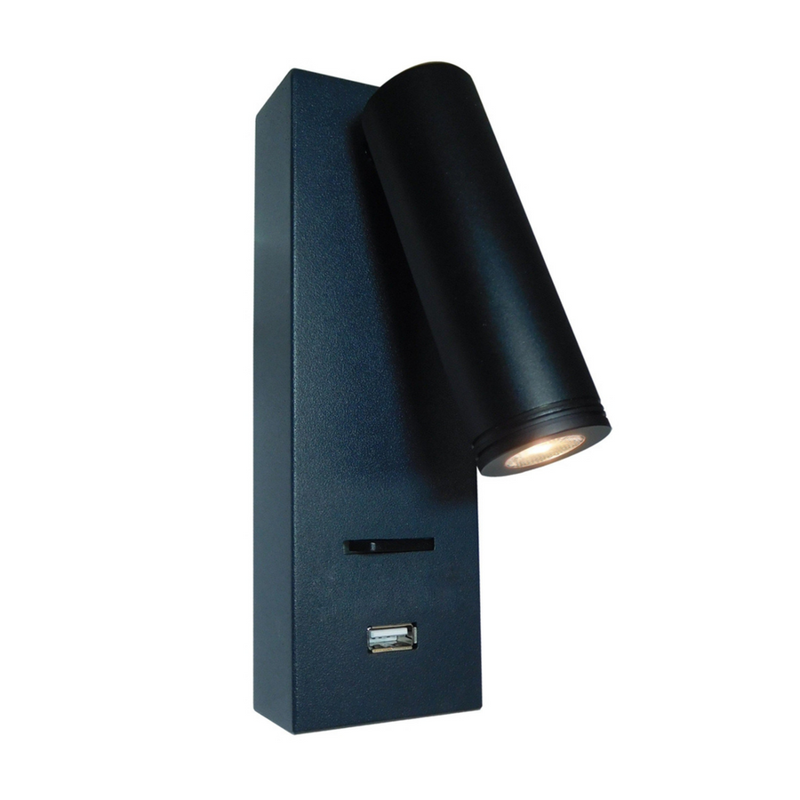 Sarah vegglampe med USB - Svart-Vegglamper-NorDesign-Svart-374603005-Lightup.no