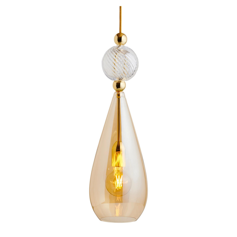 Smykke takpendel L Golden Smoke/krystall swirl ball-Takpendler-EBB & FLOW-Gull / Røyk / Krystall Swirl-LA101915-Lightup.no