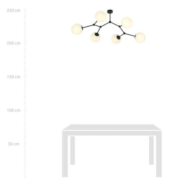 Space taklampe 6 lys - Svart/Opal-Taklamper-Emibig-Svart / Opal-1133/6-Lightup.no